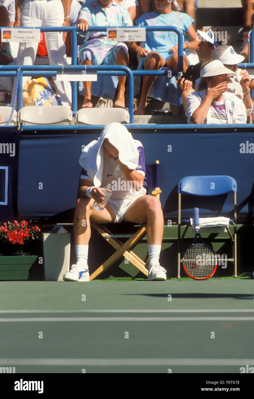 Boris Becker al Newsweek Champions Cup nel torneo di Indian Wells, California nel marzo 1988. Foto Stock