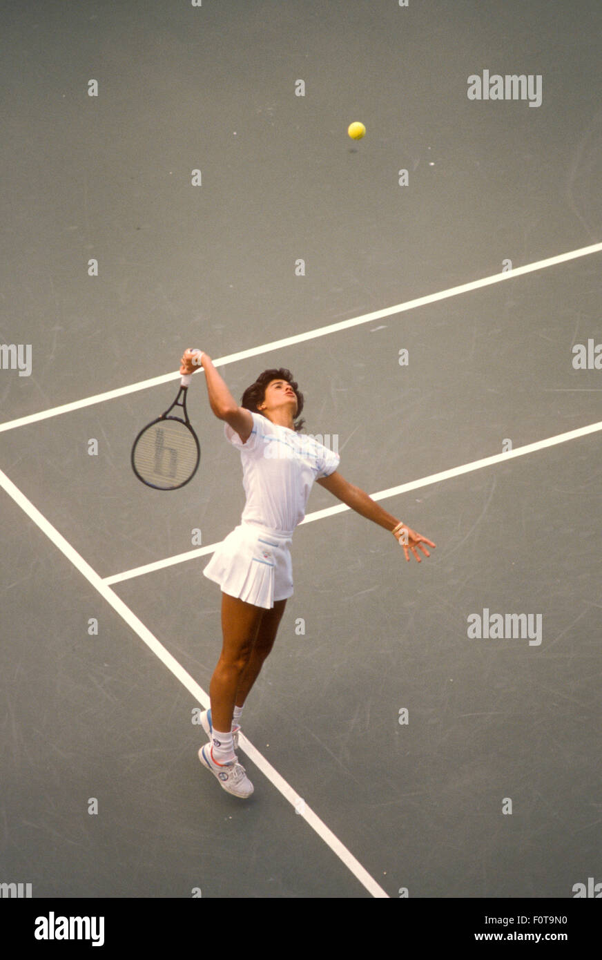 Gabriela Sabatini in azione presso l'U.S. Aprire il torneo di tennis a Flushing Meadows Park il 6 settembre 1988. Foto Stock