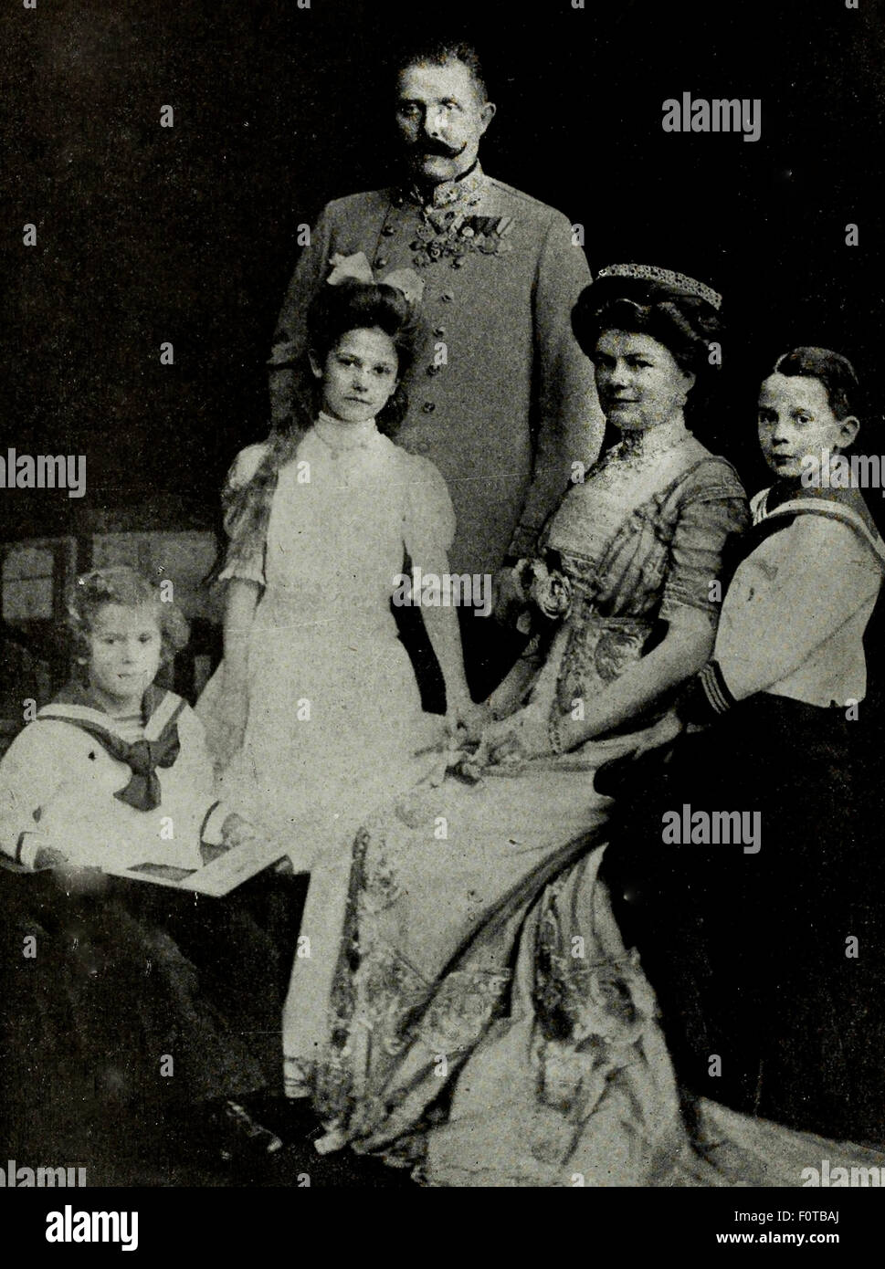Arciduca Franz Ferdinand, sua moglie e i suoi due figli. L arciduca e sua moglie sono stati uccisi per iniziare la Prima Guerra Mondiale Foto Stock