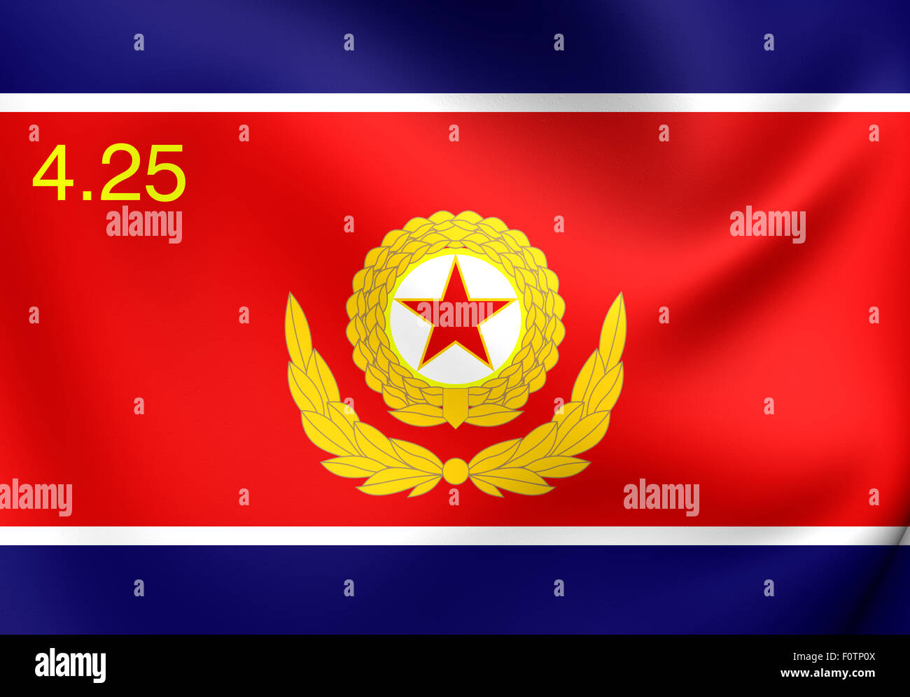 Il coreano Esercito del popolo forza a terra 3D bandiera. Close up. Foto Stock