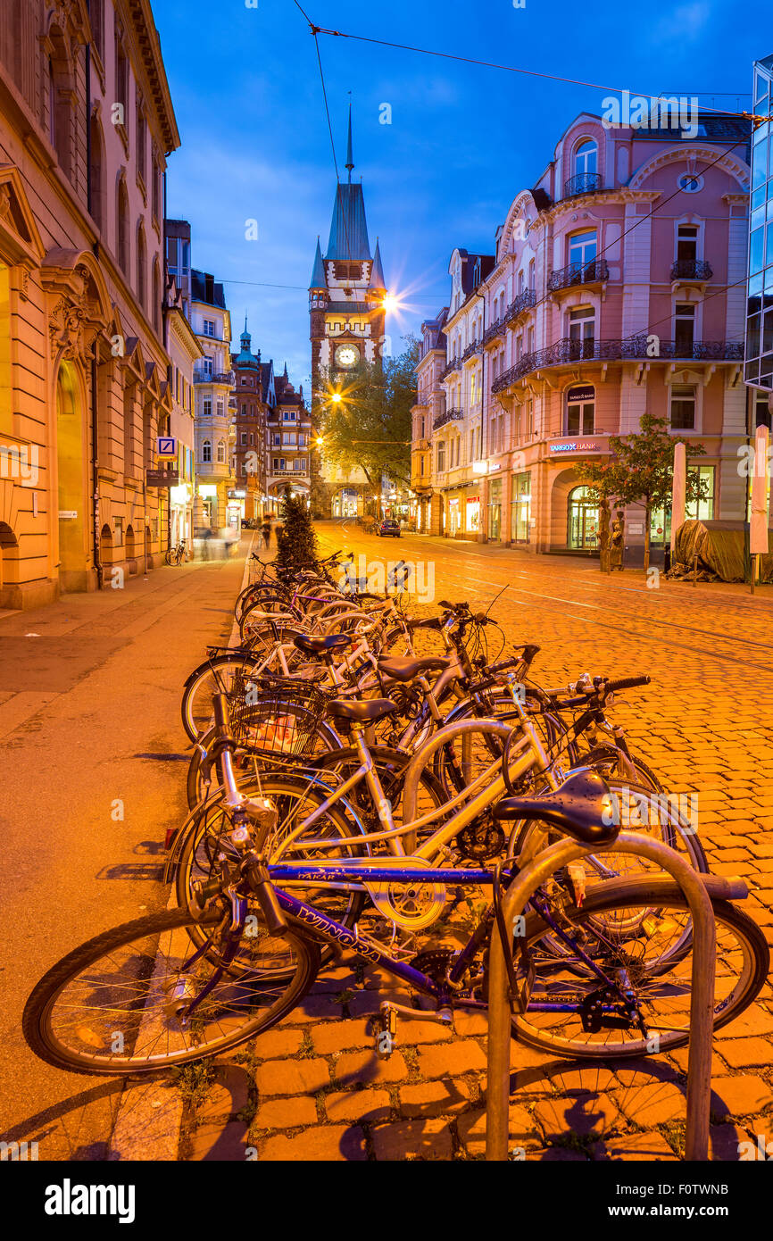 Martin's Gate in Kaiser Joseph Street a Freiburg im Breisgau, Baden-Württemberg, Germania, Germania Foto Stock