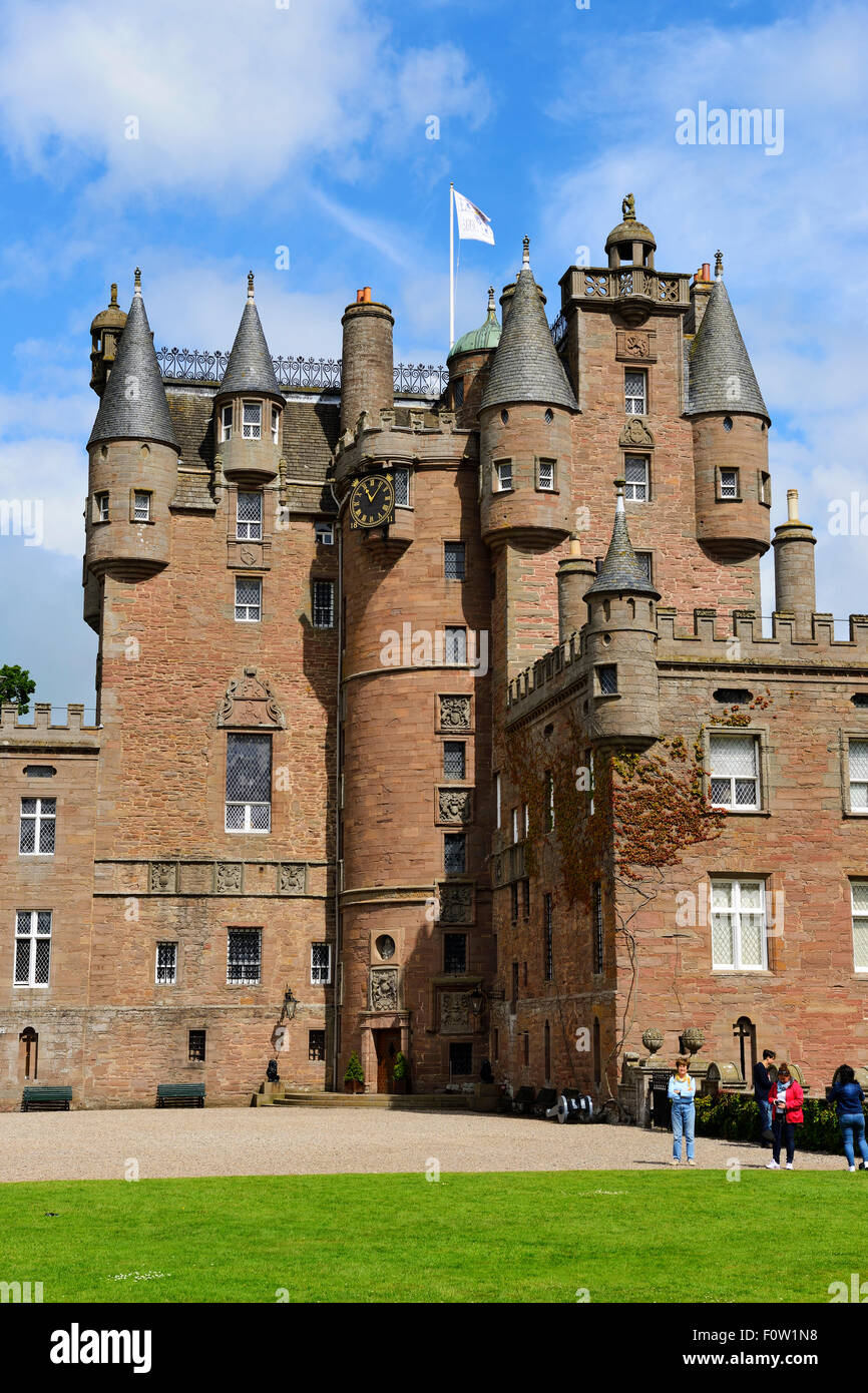 Glamis Castle, nella contea di Angus, Scozia Foto Stock