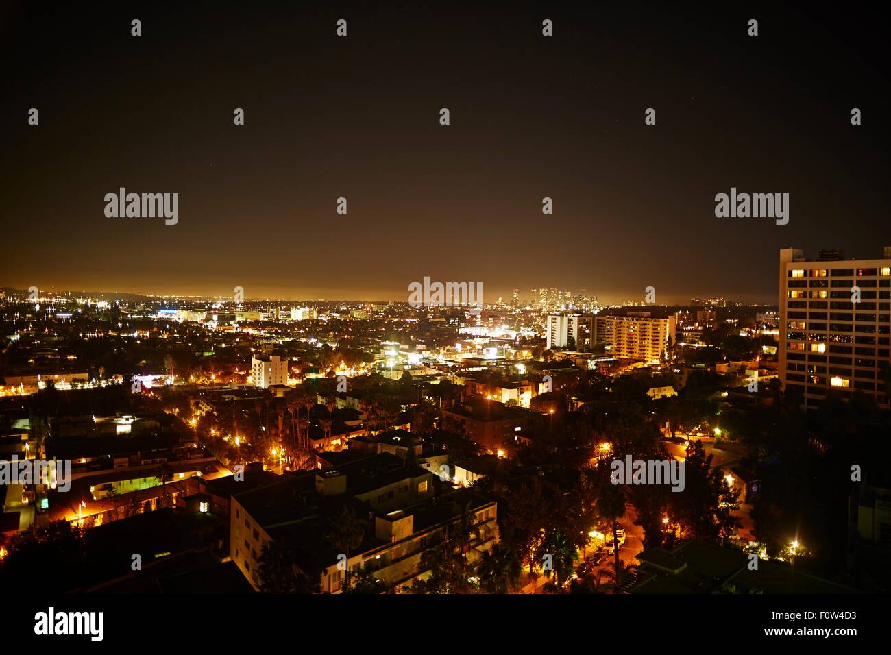 Vista aerea di Los Angeles di notte, CALIFORNIA, STATI UNITI D'AMERICA Foto Stock