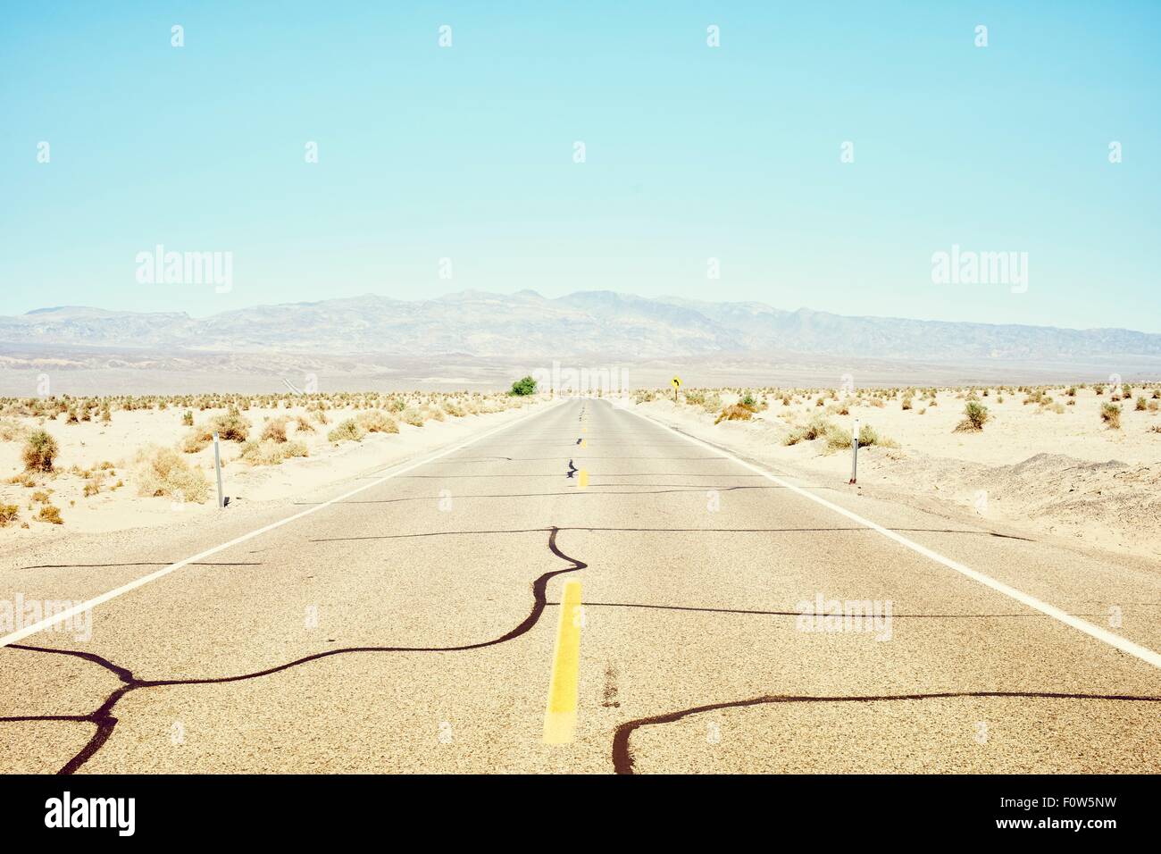 Riparato road, Devil's Cornfield, Death Valley, California, Stati Uniti d'America Foto Stock