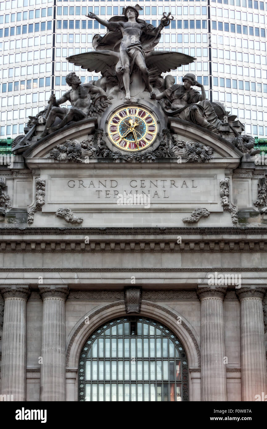 Una vista nord al Grand Central Terminal (GCT) facciata. Foto Stock