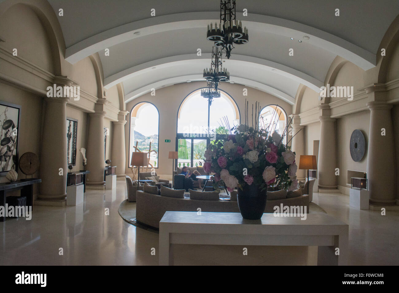 Interior area pubblica dell'Hotel Príncipe Felipe, La Manga Club Resort, La Manga, Murcia, sud orientale della Spagna, Europa Foto Stock