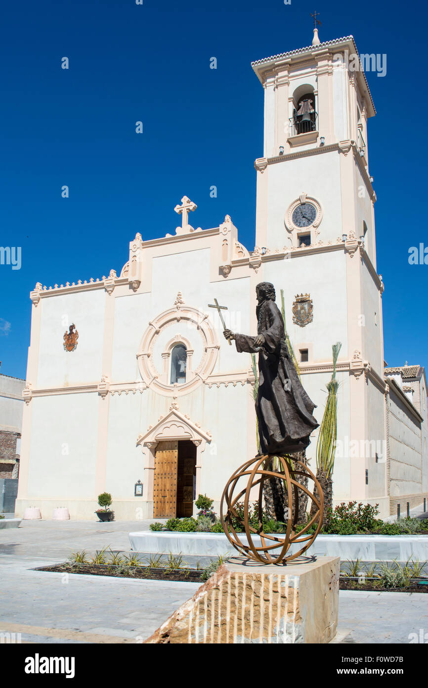 Statua al di fuori della Parroquia San Francisco Javier chiesa nel centro di San Javier, nella regione di Murcia, Spagna Foto Stock