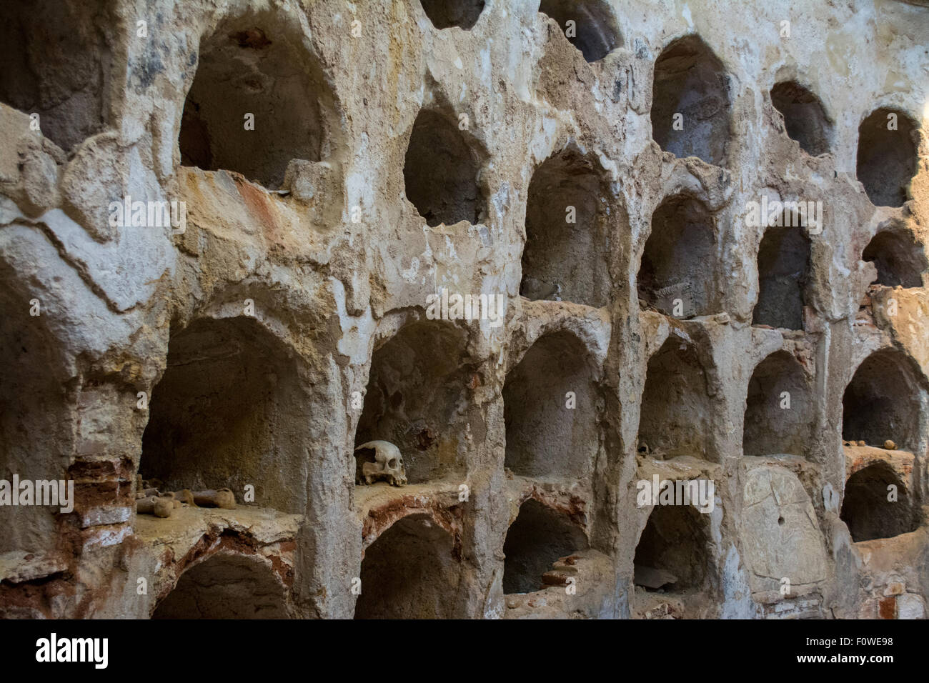 La camera in una cripta della Muraglia Punica a Cartagena, Murcia, Spagna Foto Stock