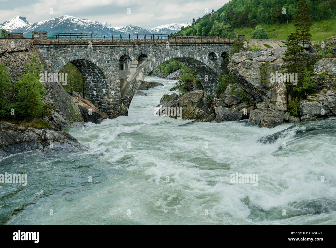 Ponte su acqua grezza Foto Stock