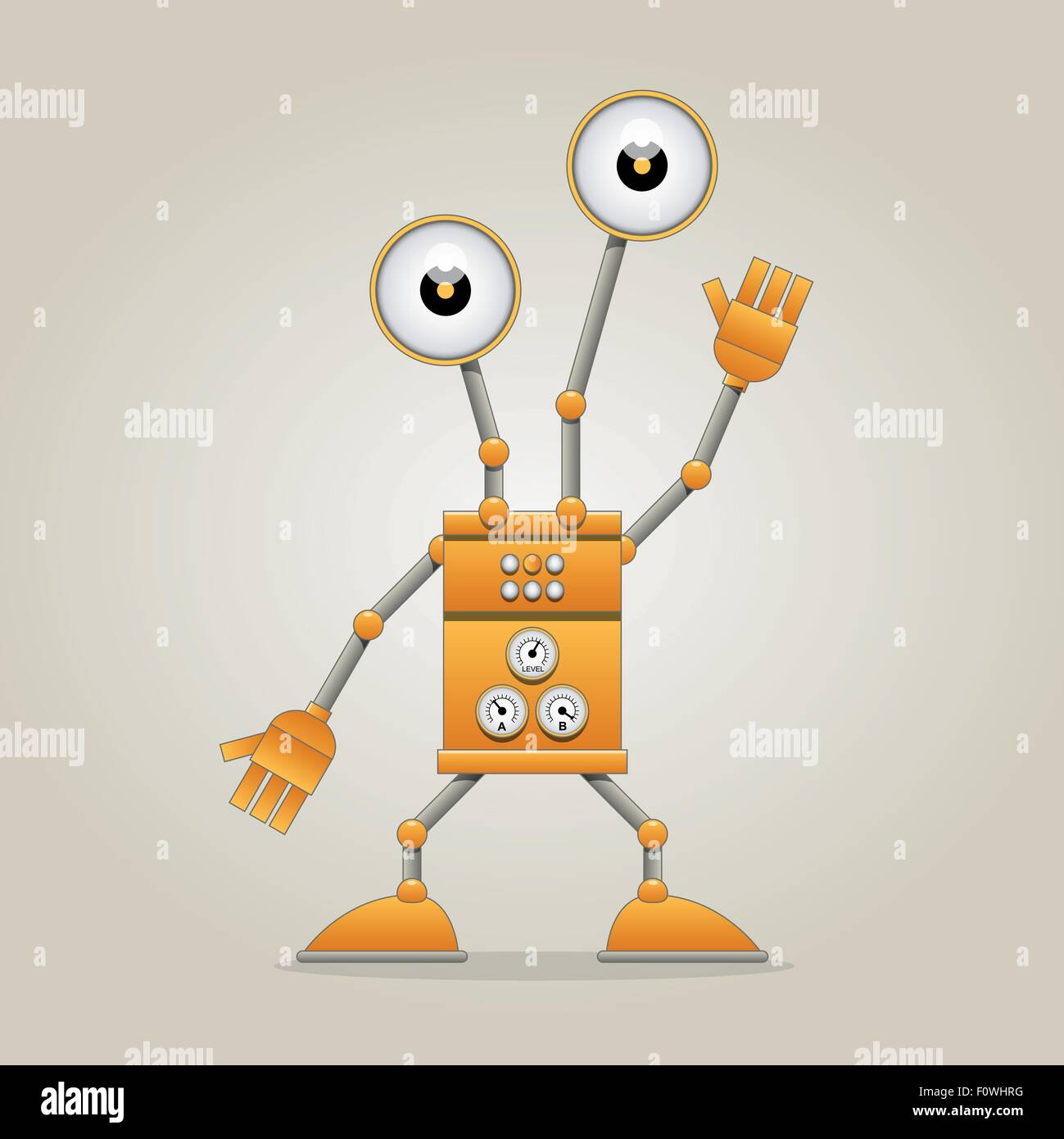 Divertenti robot arancione Illustrazione Vettoriale