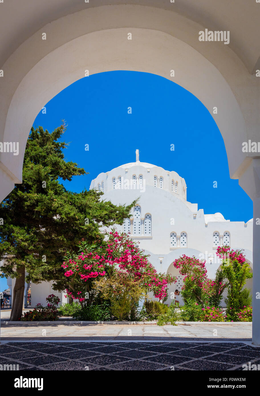 Metropolita ortodosso cattedrale della città di Thira sull'isola greca di Santorini (Thera) Foto Stock