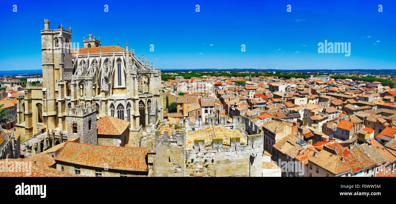 Panorama della città medievale Narbonne in Francia Foto Stock