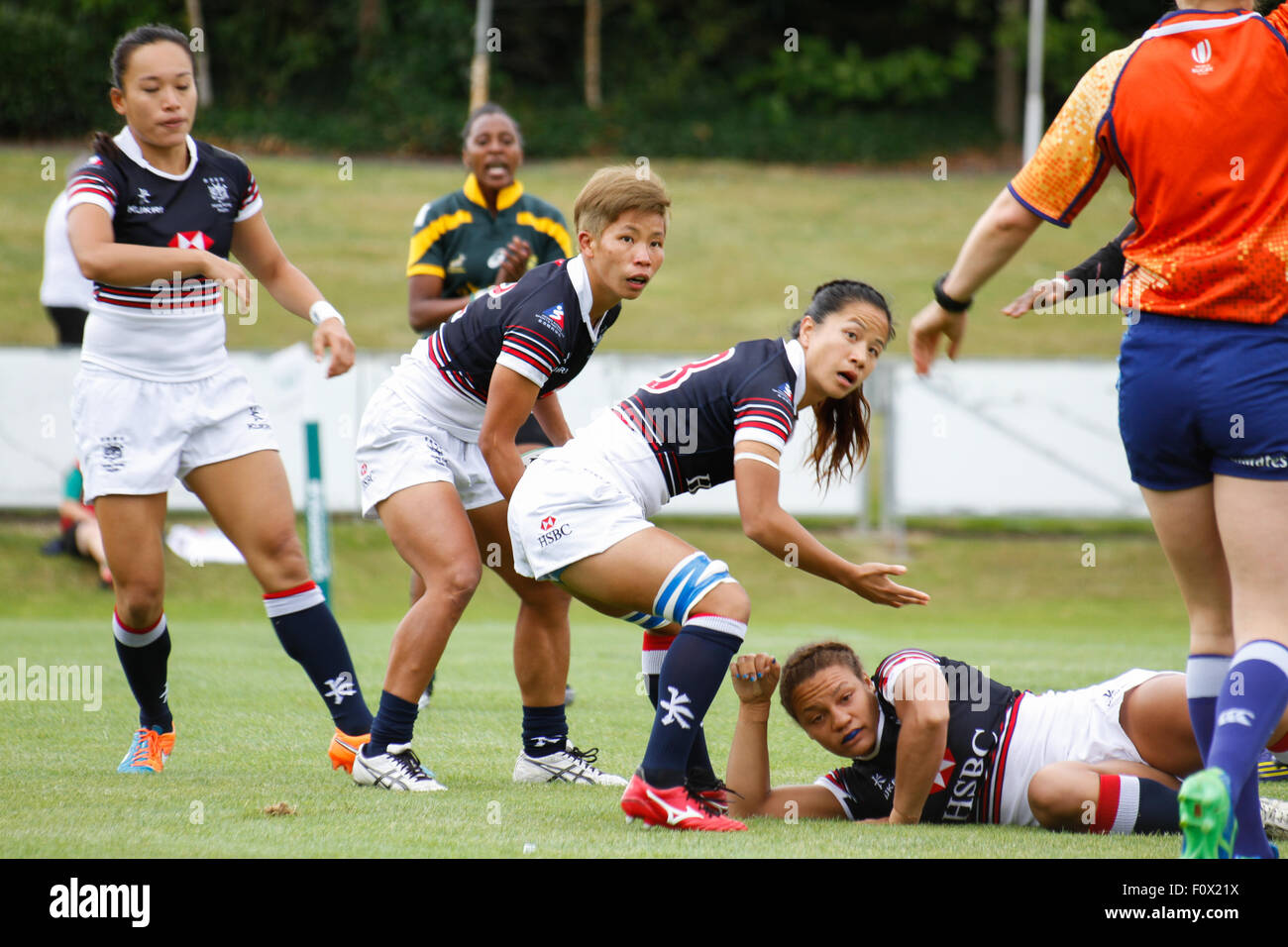 Dublino, Irlanda. Il 22 agosto 2015. Sud Africa v di Hong Kong durante la donna Sevens qualificatore di serie corrisponde all'UCD Bowl, Dublino. Il Sud Africa ha vinto 31 - 5. Credito: Elsie Kibue / Alamy Live News Foto Stock