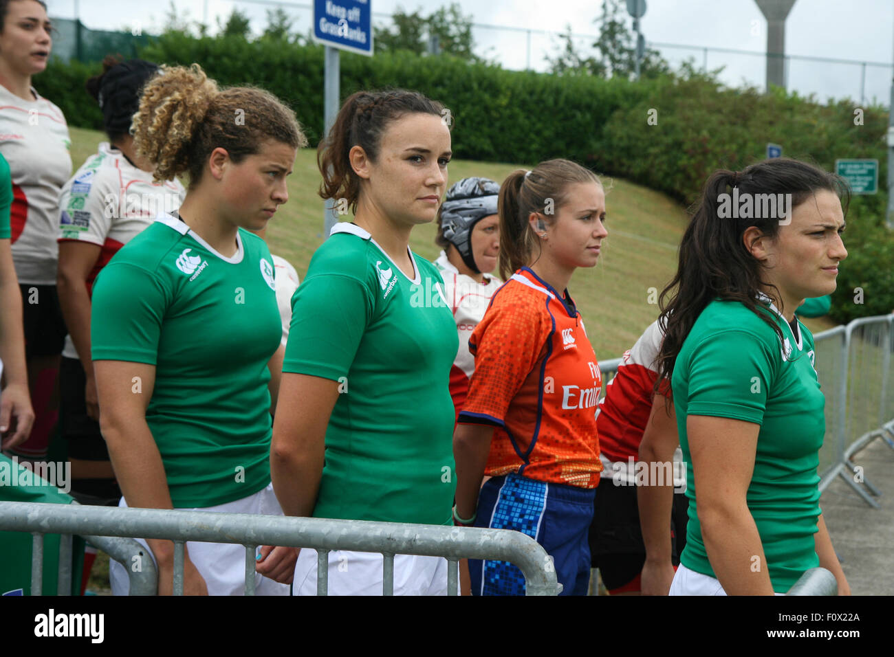 Dublino, Irlanda. Il 22 agosto 2015. Irlanda v Messico durante la donna Sevens qualificatore di serie corrisponde all'UCD Bowl, Dublino. L'Irlanda ha vinto la partita 64 - 0. Credito: Elsie Kibue / Alamy Live News Foto Stock