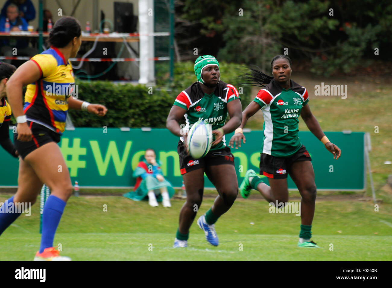 Dublino, Irlanda. Il 22 agosto 2015. Kenya v Colombia durante la donna Sevens qualificatore di serie corrisponde all'UCD Bowl, Dublino. Il Kenya ha vinto la partita 12 - 7. Credito: Elsie Kibue / Alamy Live News Foto Stock