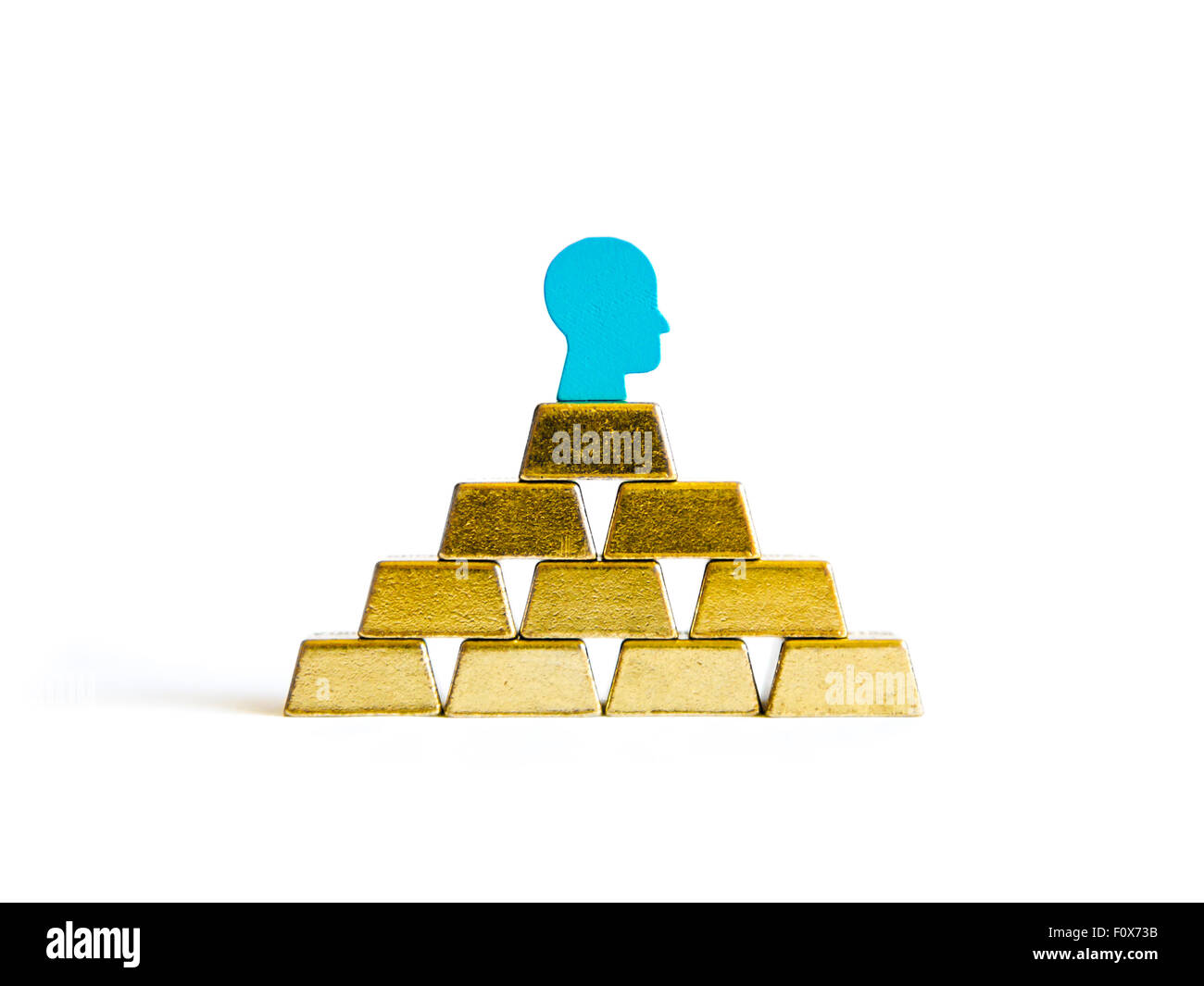 Golden mattoni: ricchezza concettualizzazione isolato Foto Stock