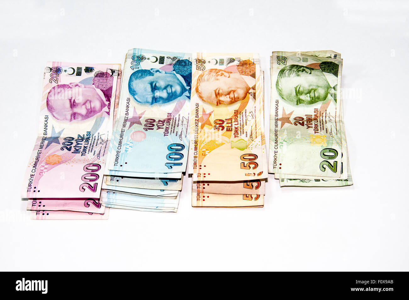 La lira turca isolati su sfondo bianco. Foto Stock