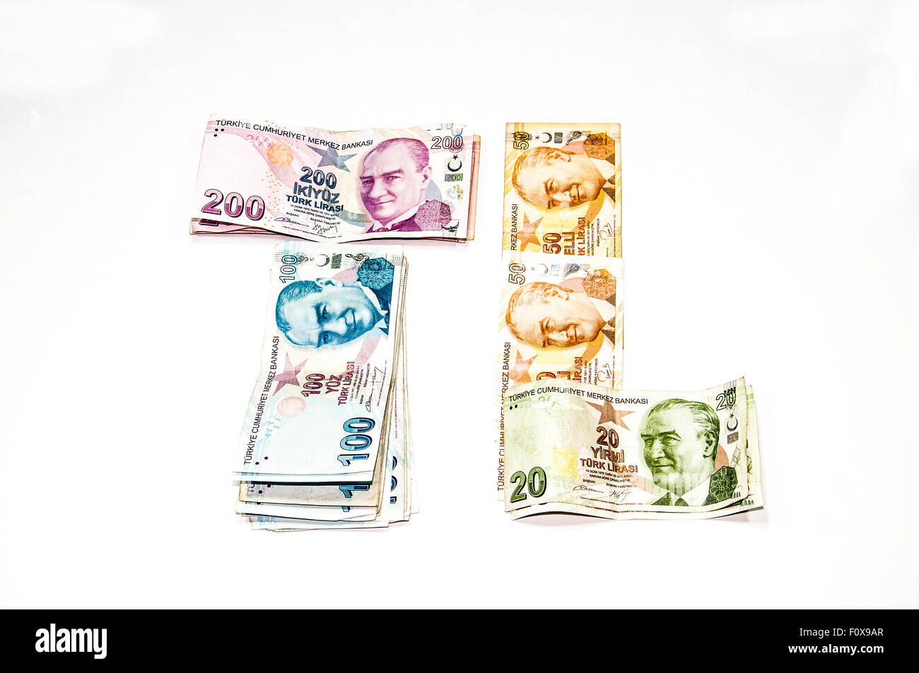 La lira turca isolati su sfondo bianco. Foto Stock