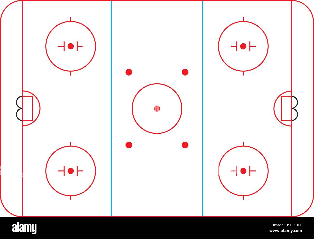 Hockey su ghiaccio rink schema. Illustrazione Vettoriale. Illustrazione Vettoriale