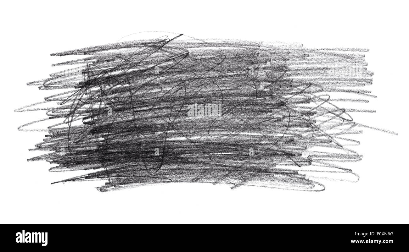 Matite di grafite doodle gli scarabocchi isolati su sfondo bianco Foto Stock
