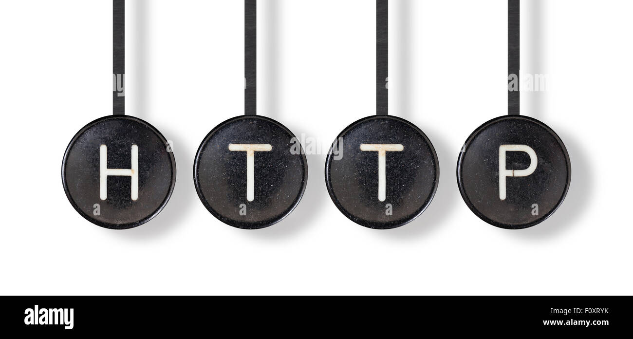 I pulsanti di una macchina da scrivere, isolato su sfondo bianco - Http Foto Stock