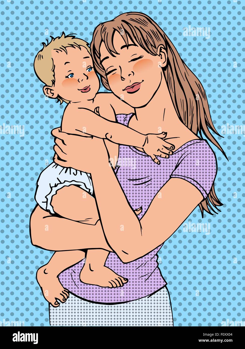 La mamma una donna con un bambino in braccio Illustrazione Vettoriale