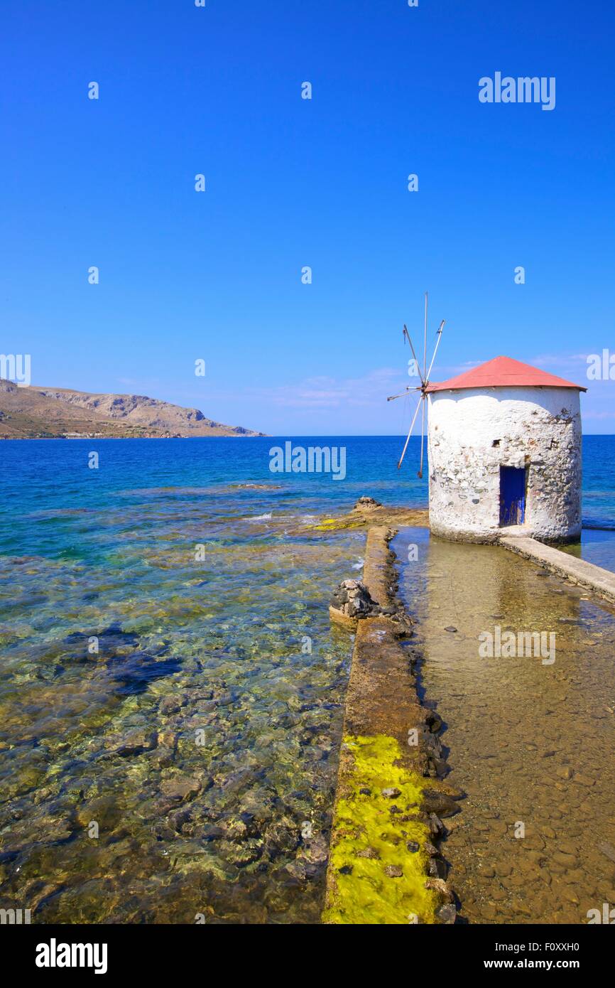 Mulini a vento, LEROS, DODECANNESO, isole greche, Grecia, Europa Foto stock  - Alamy