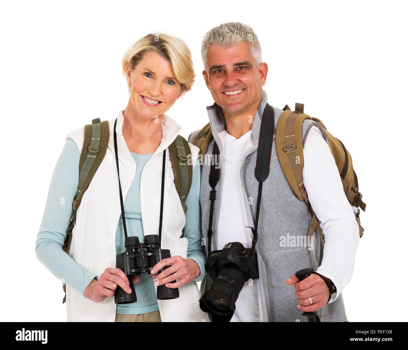 Ritratto di belle persone di mezza età escursionista giovane Foto Stock