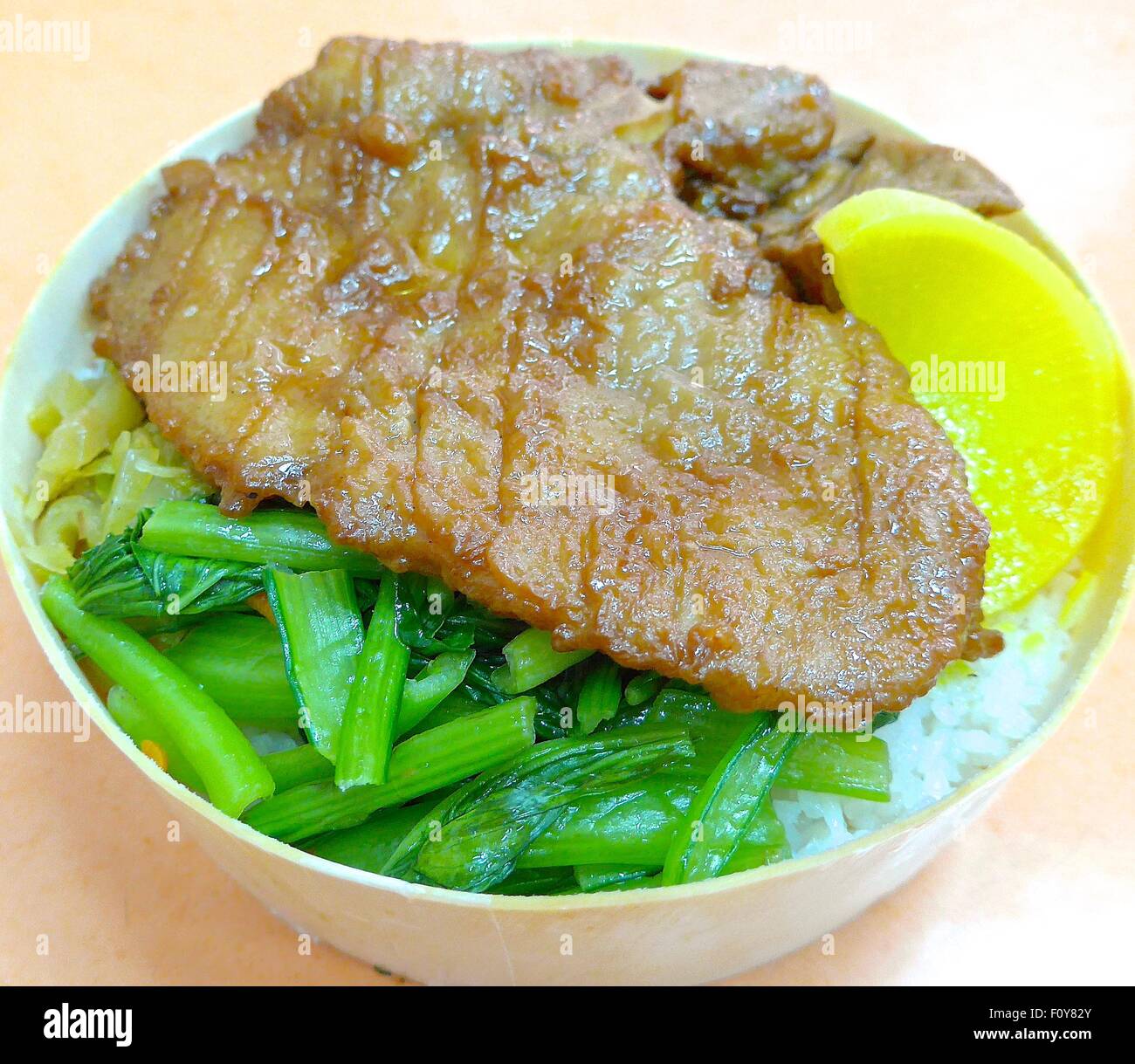 Il riso con carne di maiale tritare in Taiwan Foto Stock