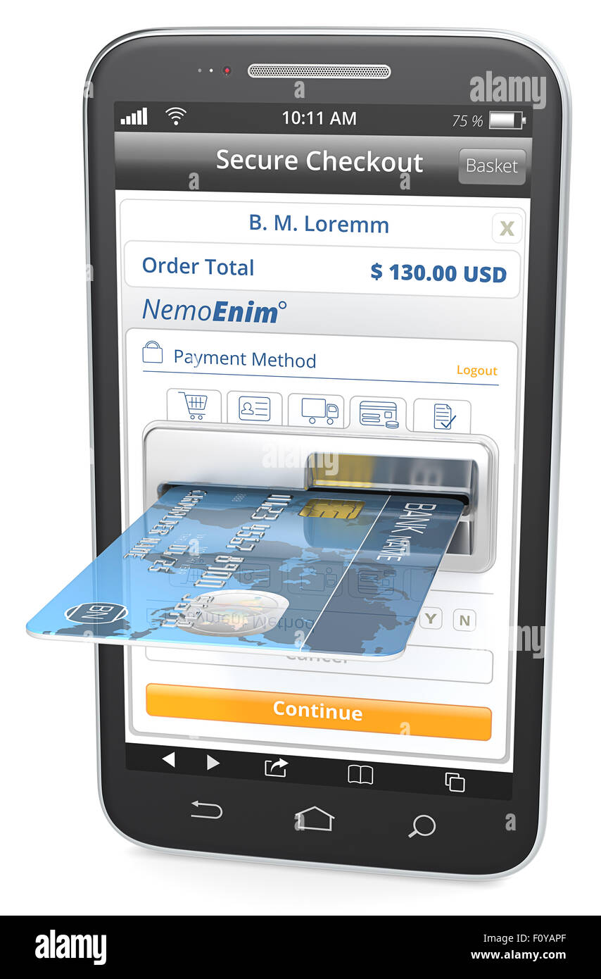 Nero Smartphone con slot per carta di credito. Foto Stock