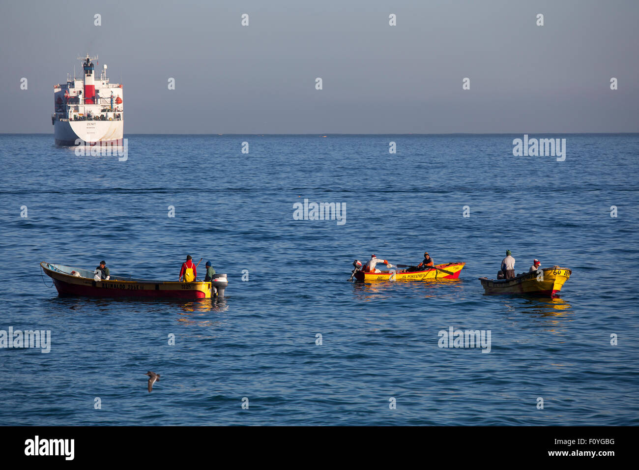 Navi e barche da pesca, Valparaiso, Cile Foto Stock