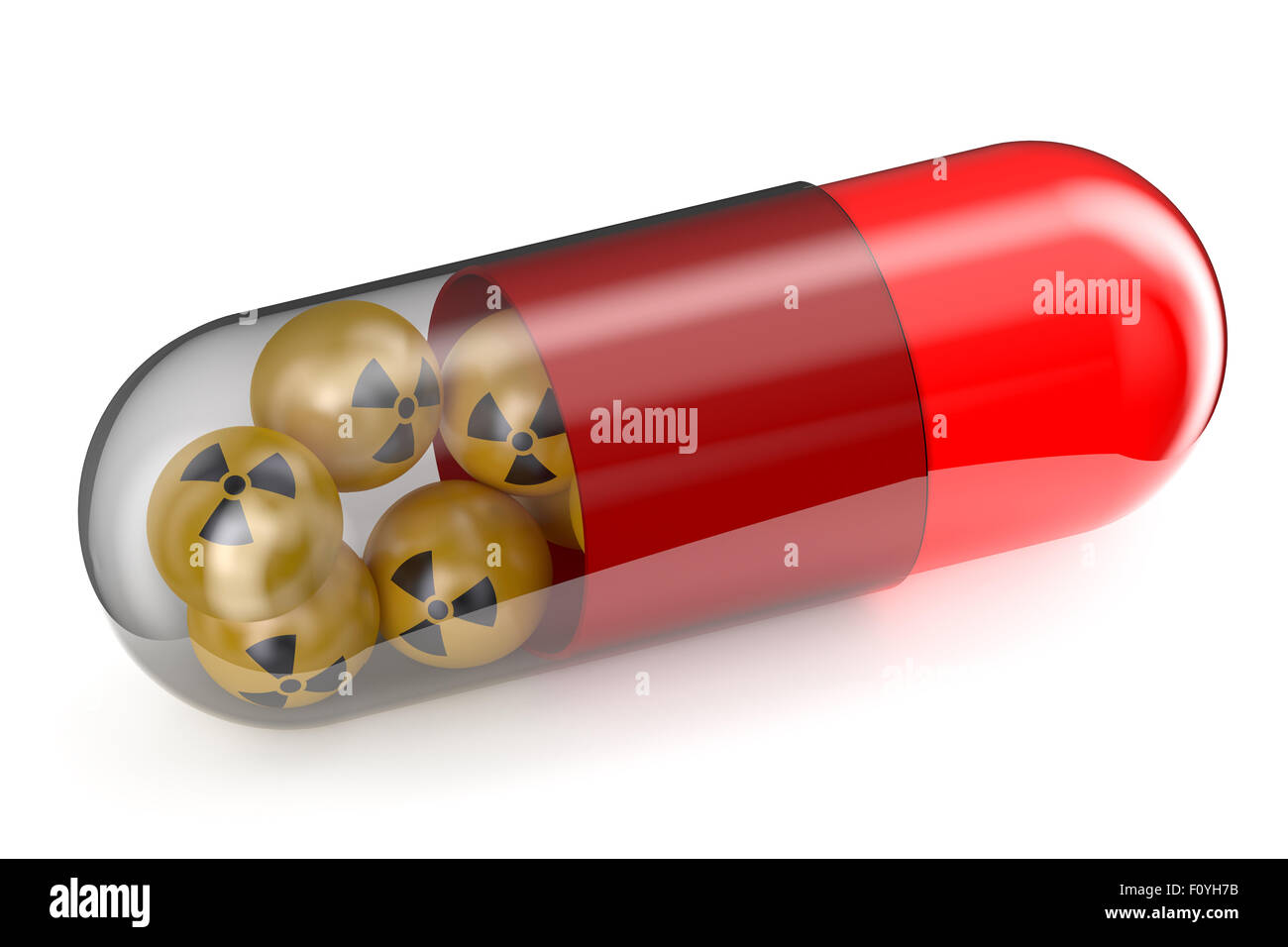 Farmaco antiradiazione concetto isolato su sfondo bianco Foto Stock