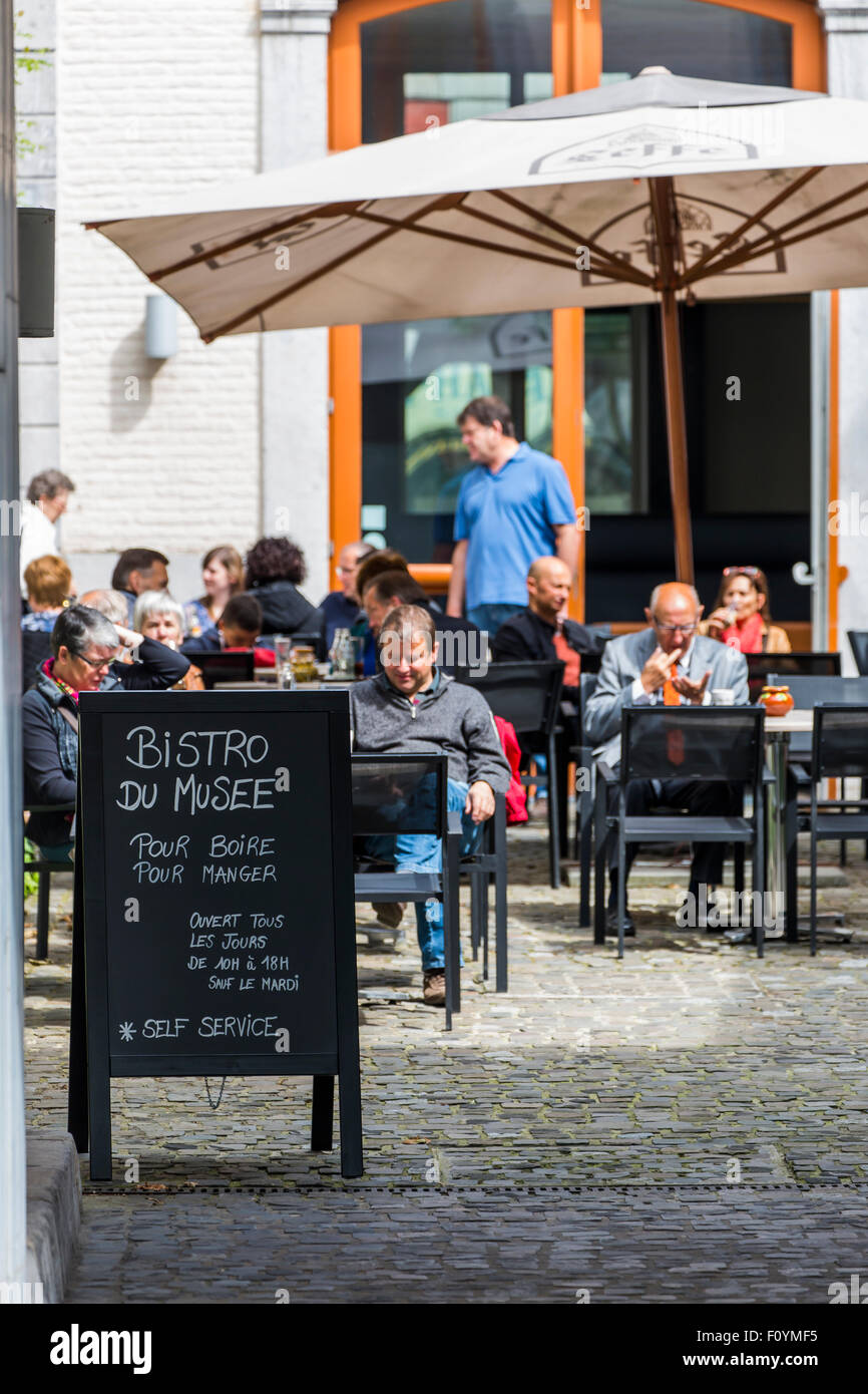 Street Cafe, La Batte, Liegi, Belgio Foto Stock