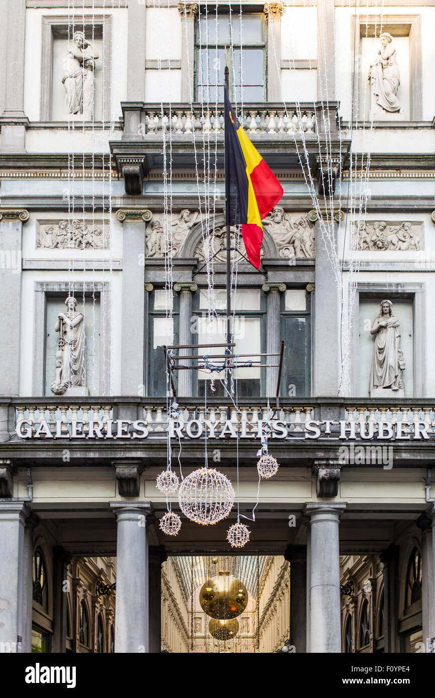 Galeries Royales St. Hubert galleria di negozi nel centro di Bruxelles, Belgio Foto Stock