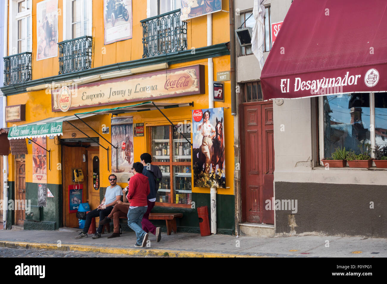 Cerro Alegre, Valparaiso, Cile Foto Stock