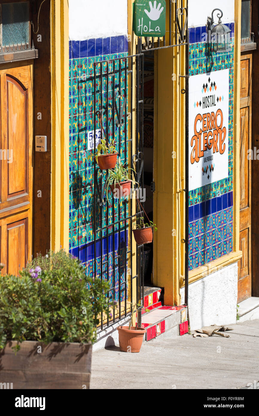 Cerro Alegre ostello, Valparaiso, Cile Foto Stock