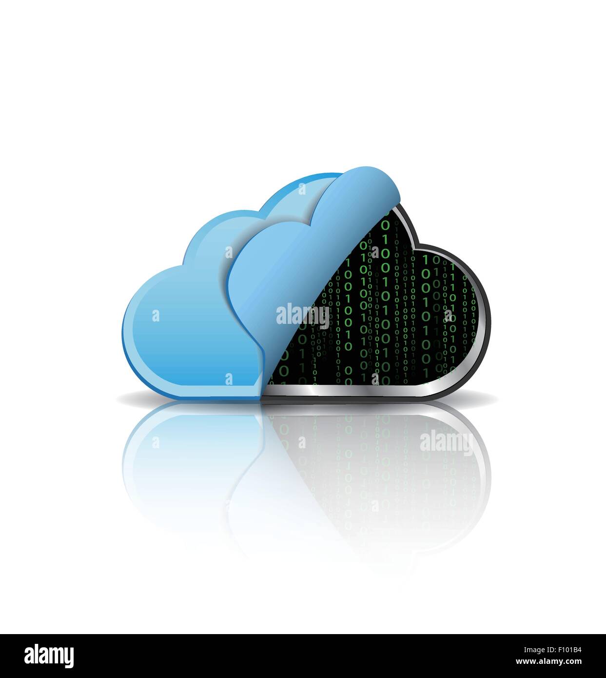 Il cloud computing icona con il codice binario Illustrazione Vettoriale