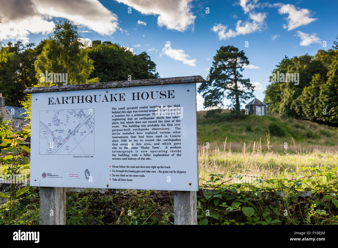 Il terremoto casa in Comrie, Perthshire, Scotland, Regno Unito Foto Stock
