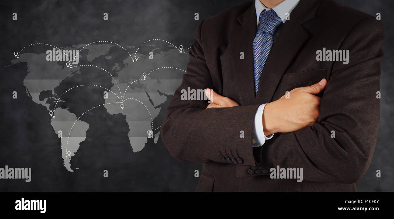 Smart imprenditore con social network struttura come concetto Foto Stock