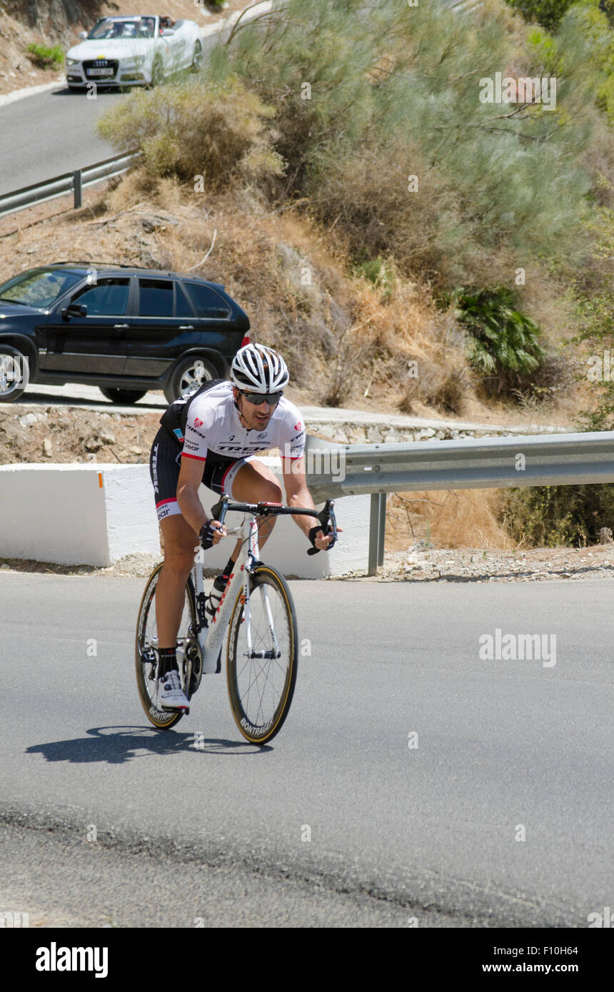Spagna. 24 Agosto, 2015. Fabian Cancellara da Trek Factory Racing, fase 3; Mijas a Malaga; 158 km. Spagna. Credito: Perry Van Munster/Alamy Live News Foto Stock
