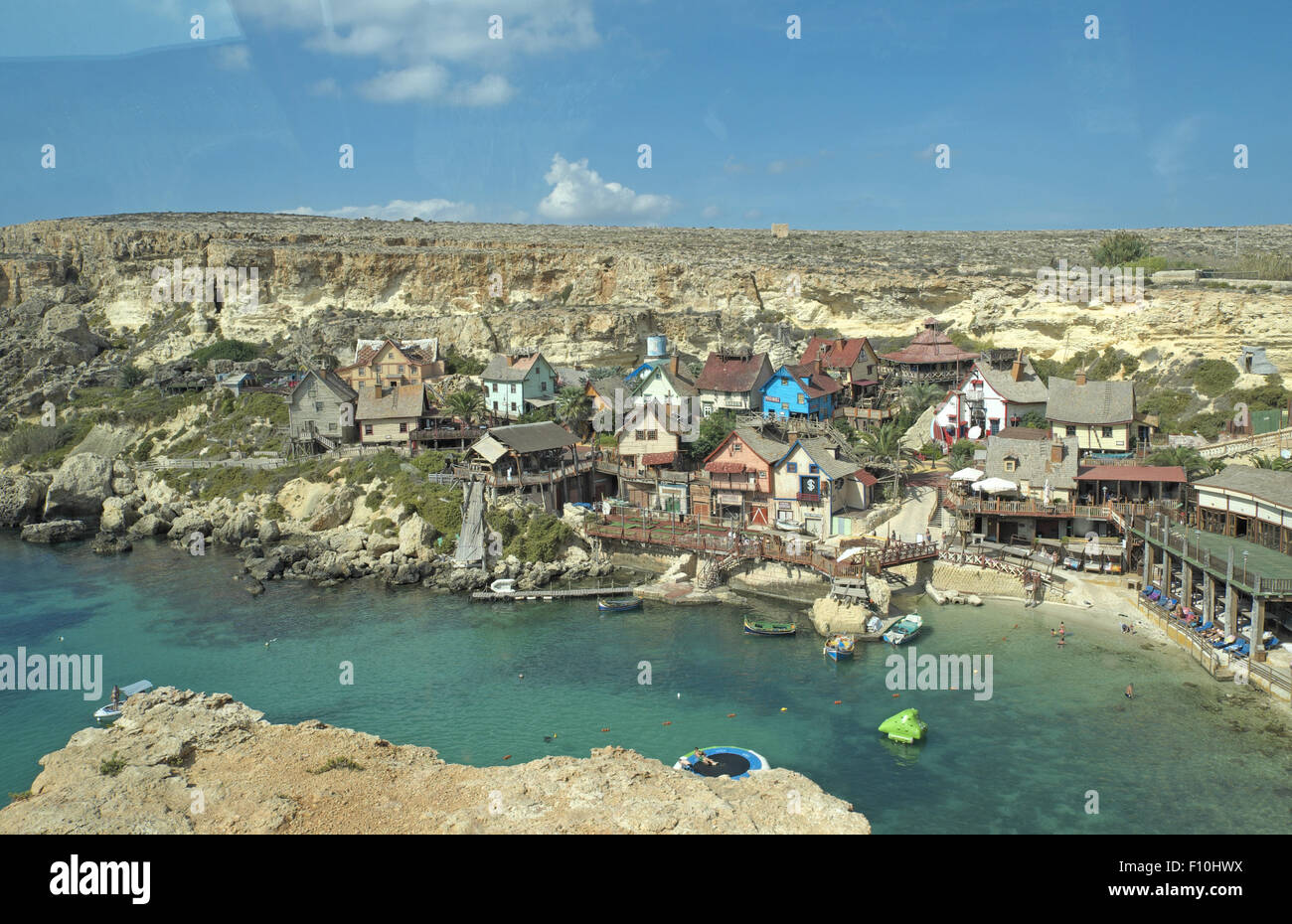 Popeye's Village, vicino a Mellieha, a nord-ovest di malta. Foto Stock