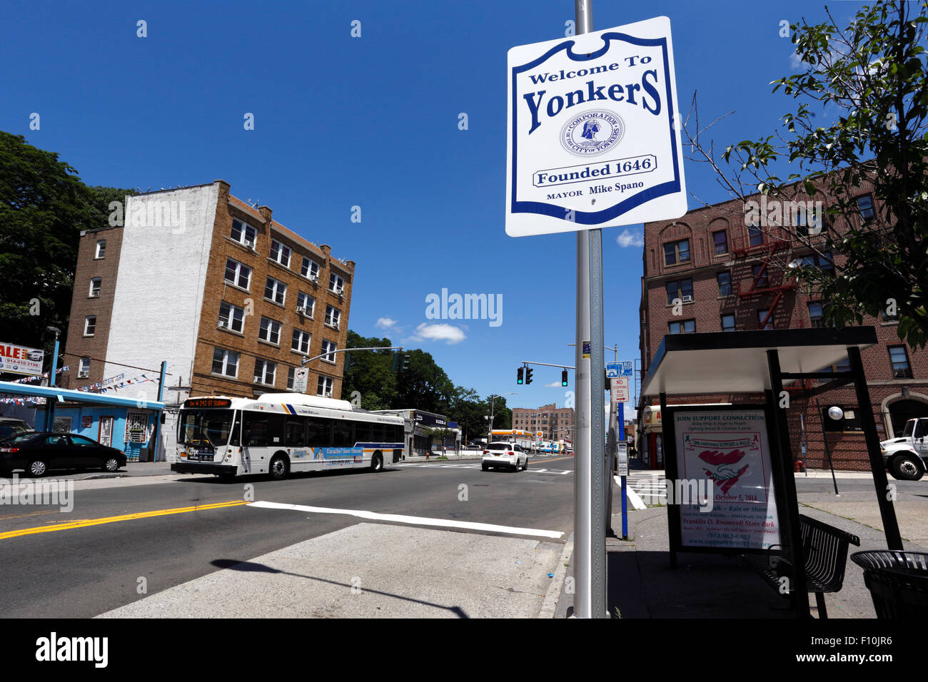 City line Broadway a Caryl Ave. Bronx e Yonkers New York Foto Stock