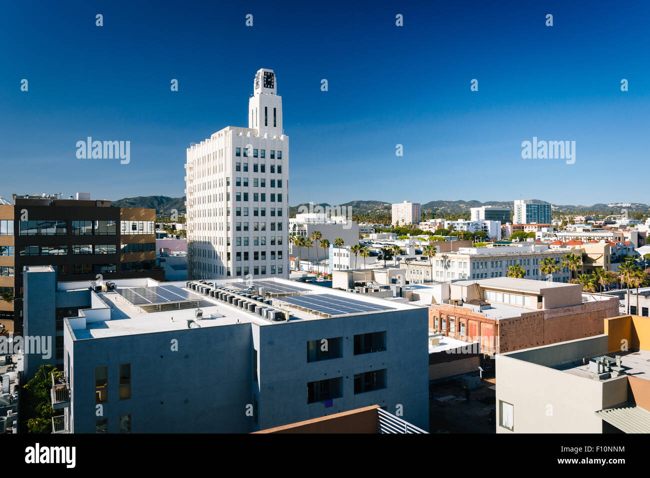 Vista di edifici in Santa Monica, California. Foto Stock