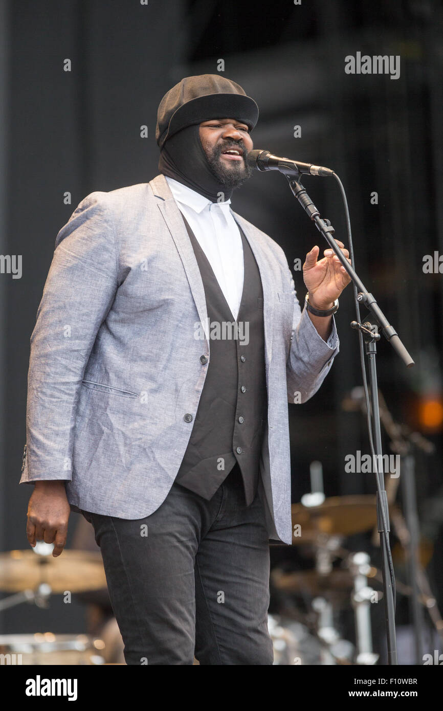 Gregory Porter domenica (agosto 23) al V Festival di Chelmsford,Essex. Foto Stock