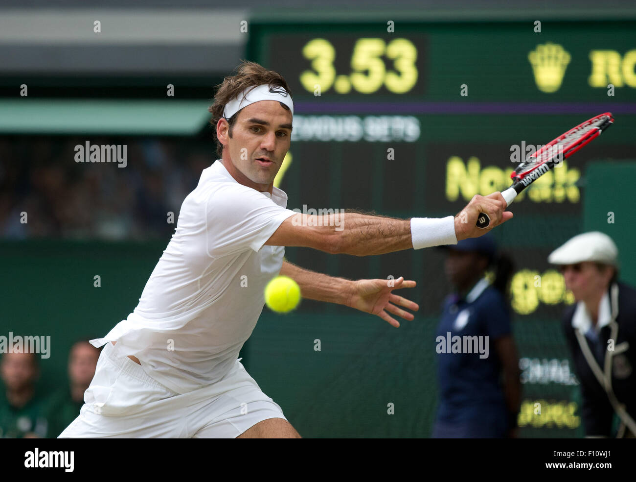 Roger Federer (SUI),campionati di Wimbledon 2015, Londra, Inghilterra. Foto Stock