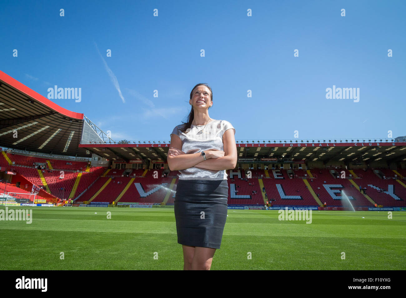 Katrien Meire Charlton Athletic CEO presso la Valley Stadium nel sud est di Londra. Foto Stock