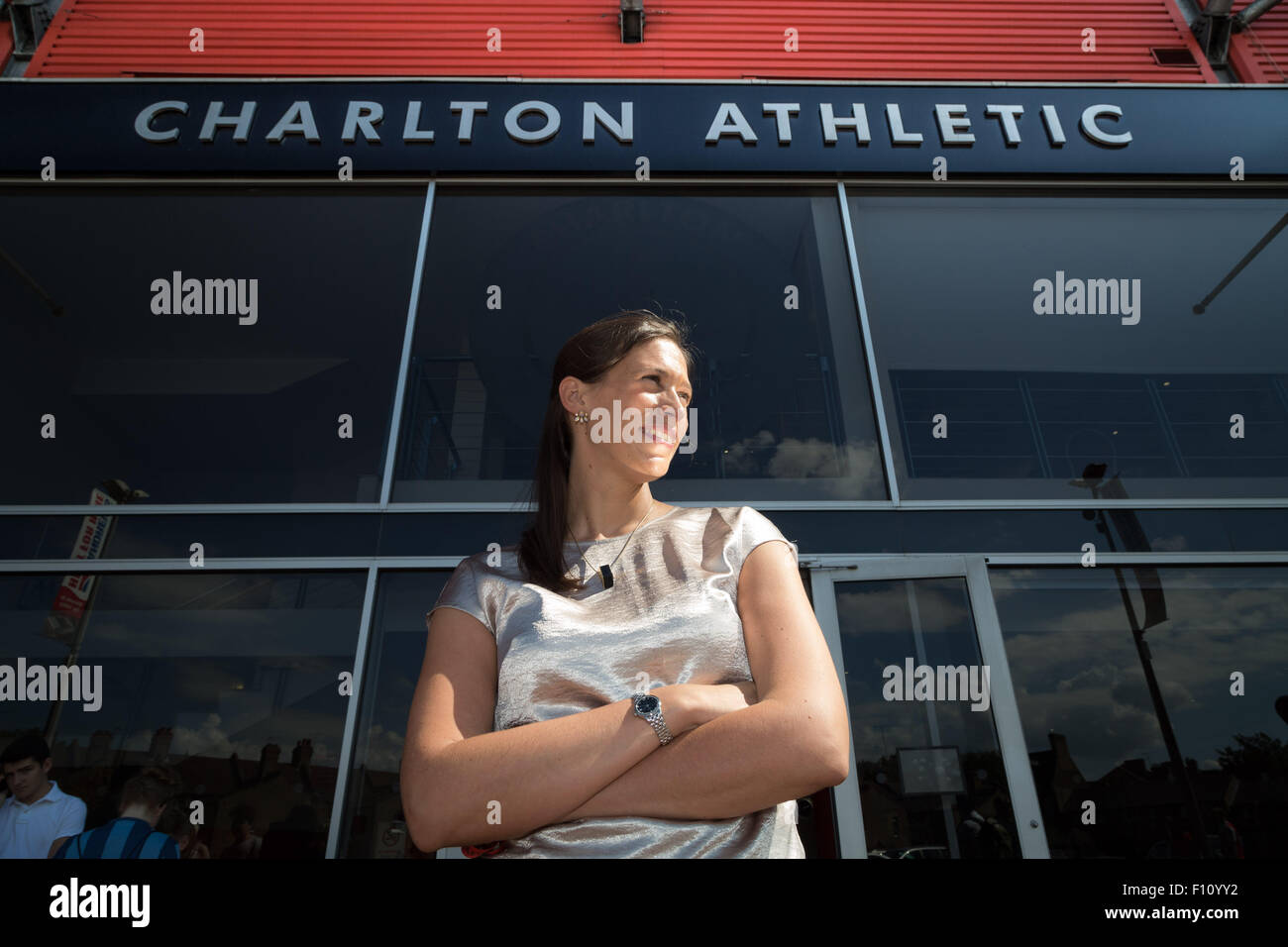 Katrien Meire Charlton Athletic CEO presso la Valley Stadium nel sud est di Londra. Foto Stock