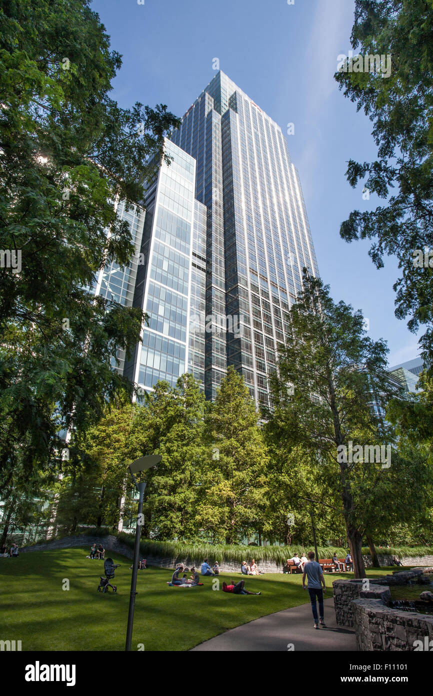Giubileo Park, Canary Wharf, Docklands di Londra, Regno Unito Foto Stock