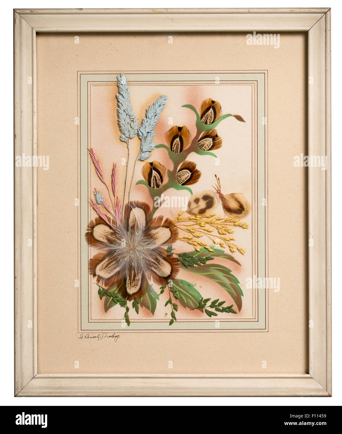 Un 1940s incorniciato collage dal North Dakota artista Ida Bisek Prokop Lee (1902-1990) Foto Stock