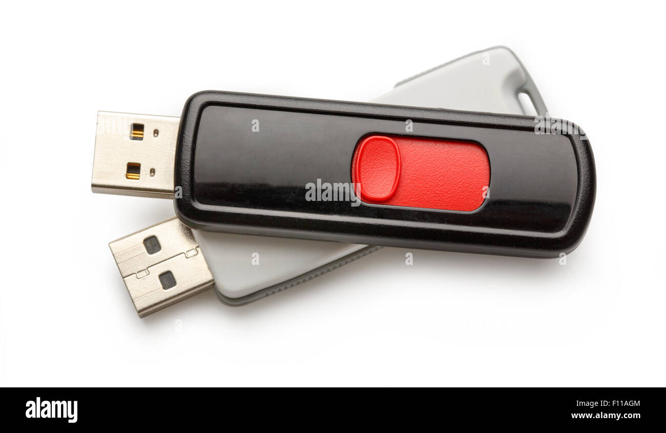 Unità flash USB su sfondo bianco Foto Stock